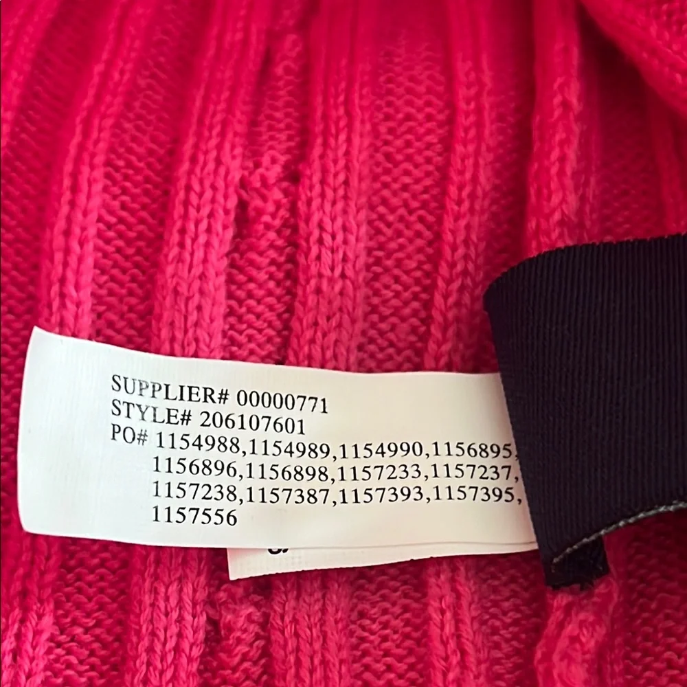 Chaps V-Neck Sweater Pink and White Cable Knit - Picture 7 of 7